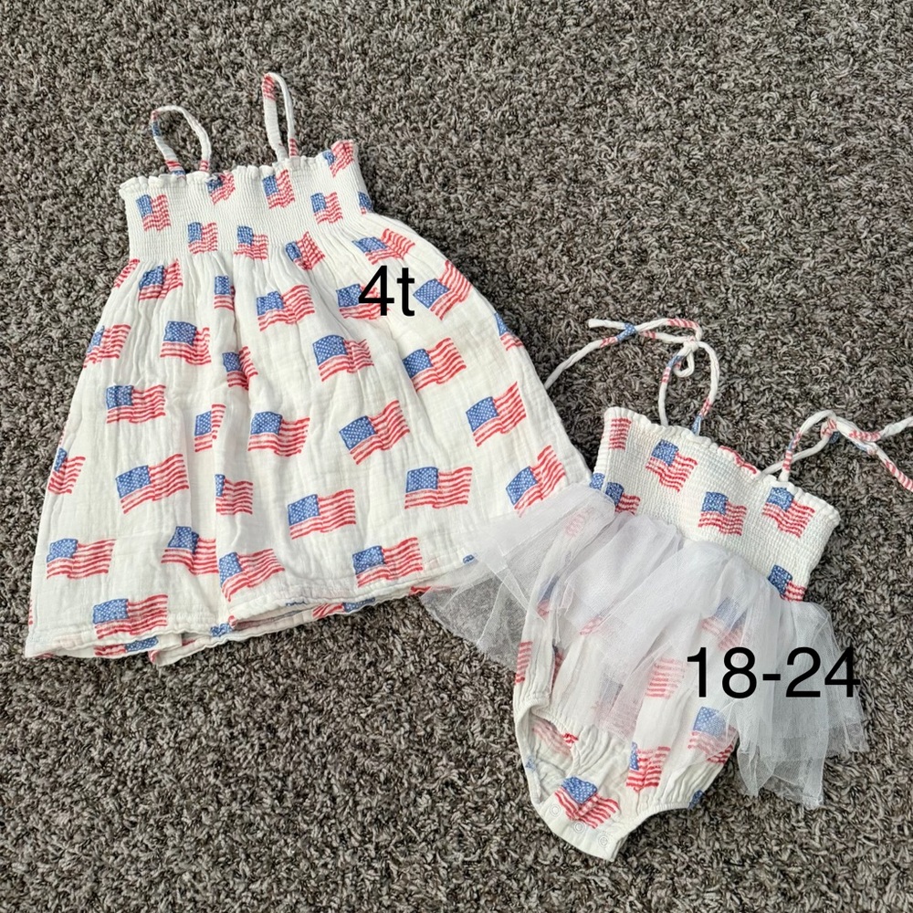 Charming Flag Dress and Romper Set